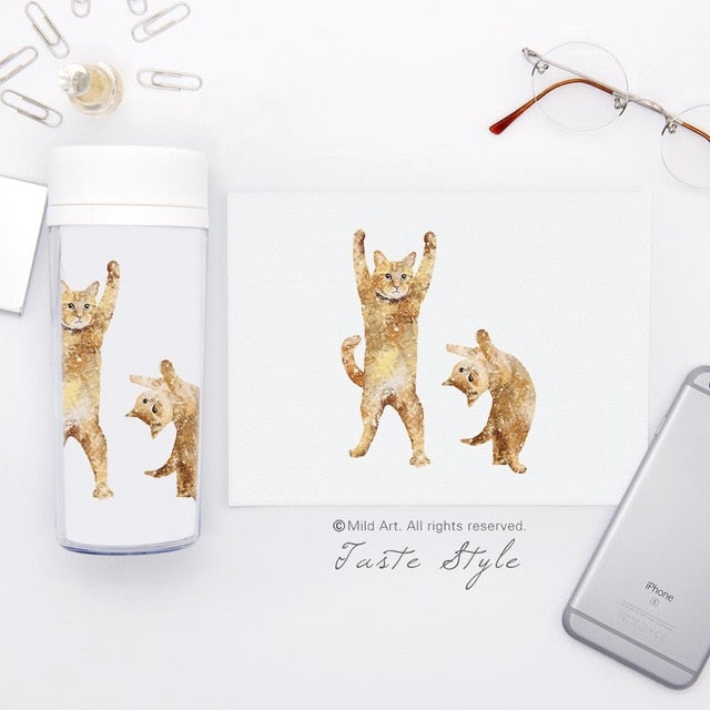 Kawaii Funny Yoga Pet Cat Bottles - yogaflaunt