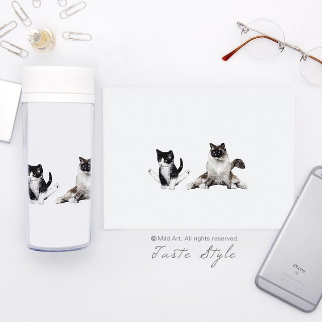 Kawaii Funny Yoga Pet Cat Bottles - yogaflaunt